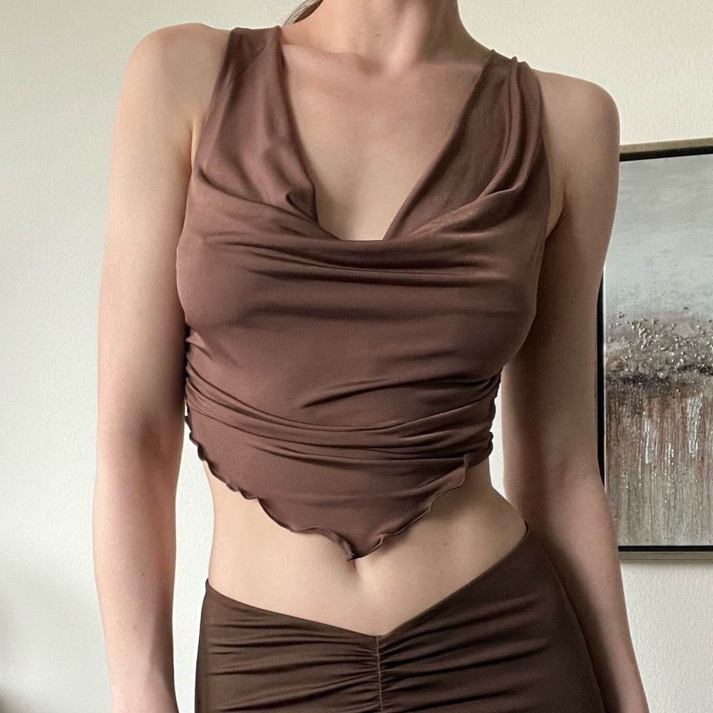Chocolate v neck top